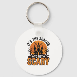 Vintage Halloween Skräck Säsong Spök Slott Skjorta Nyckelring