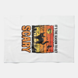 Vintage Halloween Skräckig Katt Häxa Tröja Design_ Kökshandduk