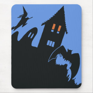 Vintage Halloween, Skräckinjagande spökhus och häx Musmatta