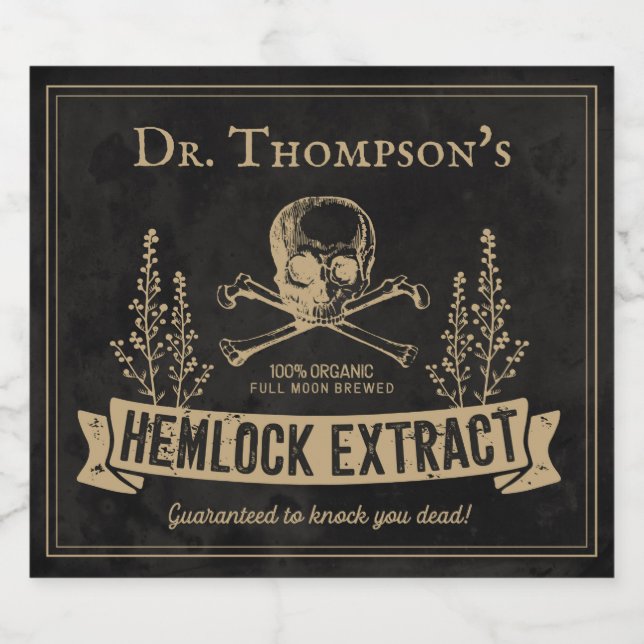 Vintage Halloween Skull Faux Ölflaska Etikett (Singel etikett)