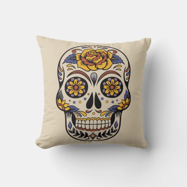 Vintage Halloween Skull Kudde (Framsida)