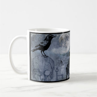 Vintage Halloween Skull och Kråka Anpassa Kaffemugg