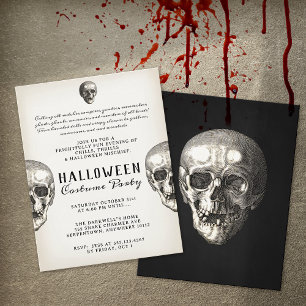 Vintage Halloween Skull Party Reklamblad