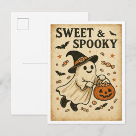 Vintage Halloween Sött & Läskigt Vykort
