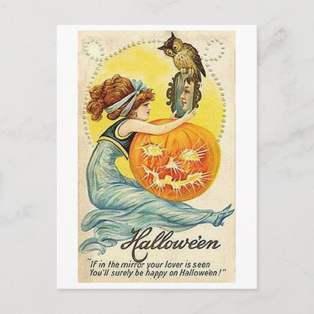 Vintage Halloween Spegel-kort Vykort (Framsida)