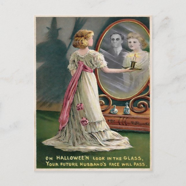 Vintage Halloween Spegel vykort (Framsida)