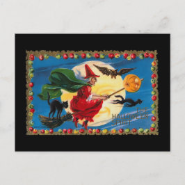 Vintage Halloween Spirit Witch-vykort Vykort