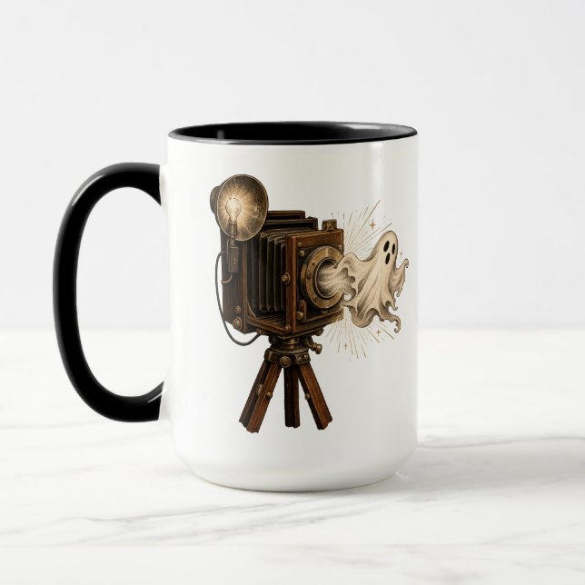 Vintage Halloween-spökamera – Kuslig Retro Mugg (Vänster)