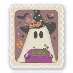 Vintage Halloween-spöke, häxa & trollkittelstämpel Klistermärken