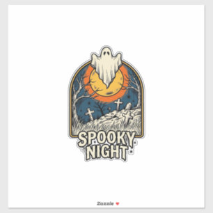 Vintage Halloween-spöke kyrkogård gravyr skjorta_ Klistermärken