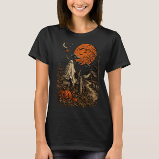 Vintage Halloween-spöke & svart katt-tröja T Shirt