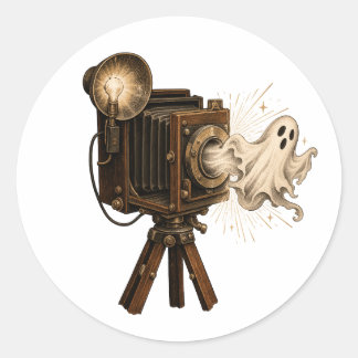 Vintage Halloween-spökekamera-dekal – Kuslig Runt Klistermärke