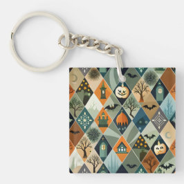 Vintage Halloween spökhus diamantmönster