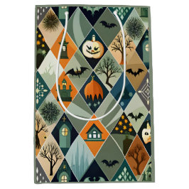 Vintage Halloween spökhus diamantmönster