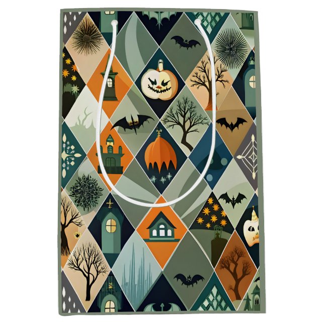 Vintage Halloween spökhus diamantmönster (Framsidan)