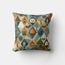 Vintage Halloween spökhus diamantmönster
