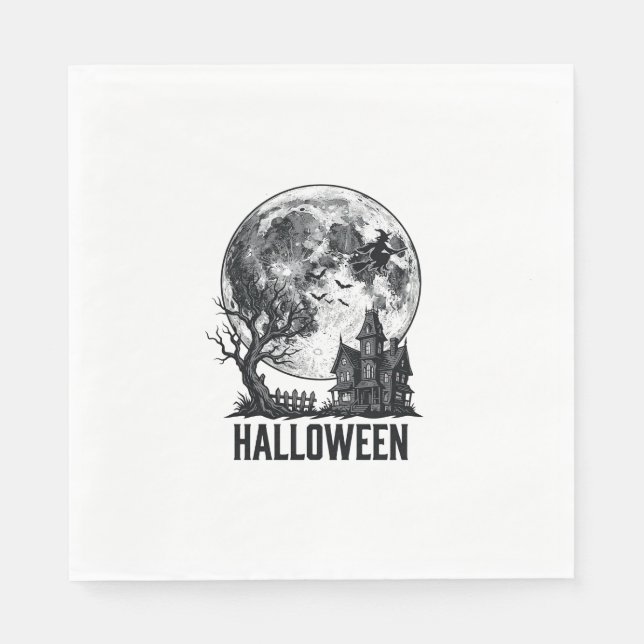 Vintage Halloween Spökhus Månad Shirtsdesign_ Pappersservett (Framsidan)