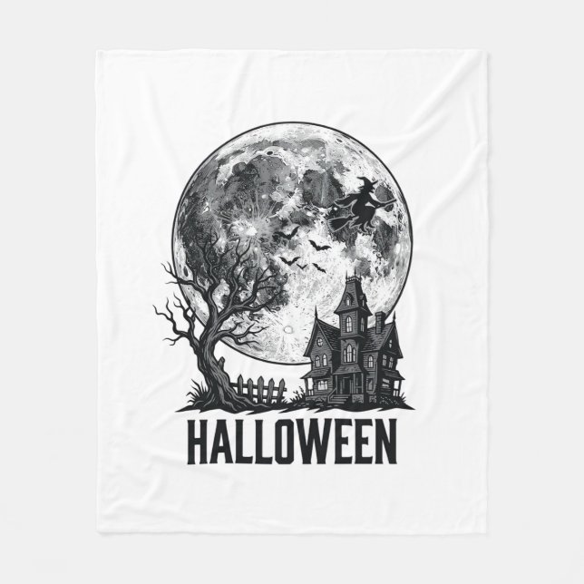 Vintage Halloween Spökhus Månad T-Shirt Design_ Fleecefilt (Framsidan)
