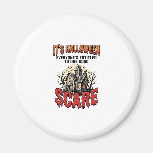 Vintage Halloween Spökhus Skräck T-Shirt Design Magnet (Framsidan)