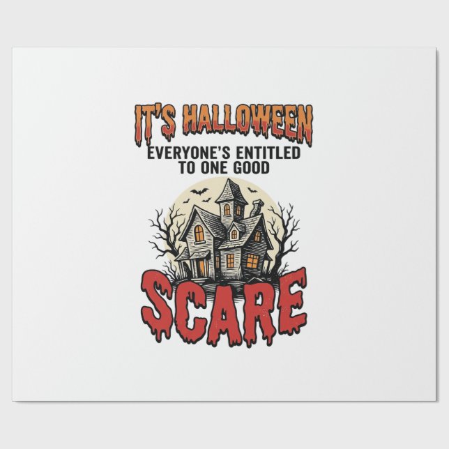 Vintage Halloween Spökhus Skräck T-Shirt Design Presentpapper (Platt)