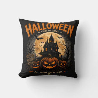 Vintage Halloween Spökhus Skräcknatt Bus eller Bös Kudde