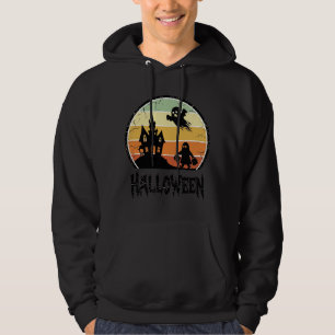 Vintage Halloween Spökhus Solnedgång Skjorta Desig Hoodie
