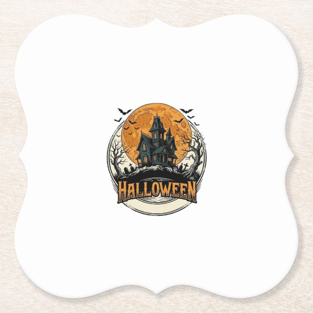 Vintage Halloween Spökhus Vektordesign_1 Underlägg Papper (Framsida)