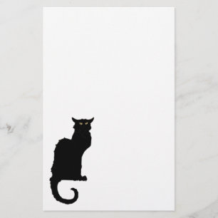 Vintage Halloween, spöklik art nouveausvartkatt Brevpapper
