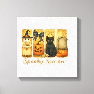Vintage Halloween spöklik säsong, söt spöklik blom Canvastryck
