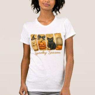 Vintage Halloween spöklik säsong, söt spöklik blom T Shirt