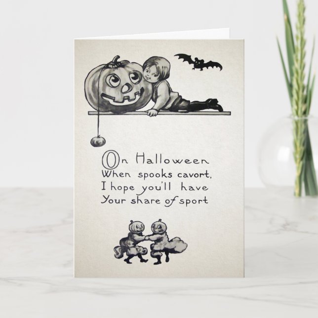 Vintage Halloween Spooks Card Helgkort (Framsida)