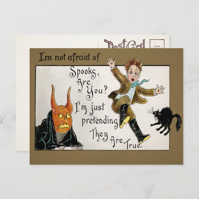 Vintage Halloween Spooks Postcard Vykort (Fram/baksida)