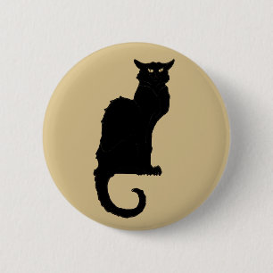 Vintage Halloween, Spooky Art nouveau Black Cat Knapp