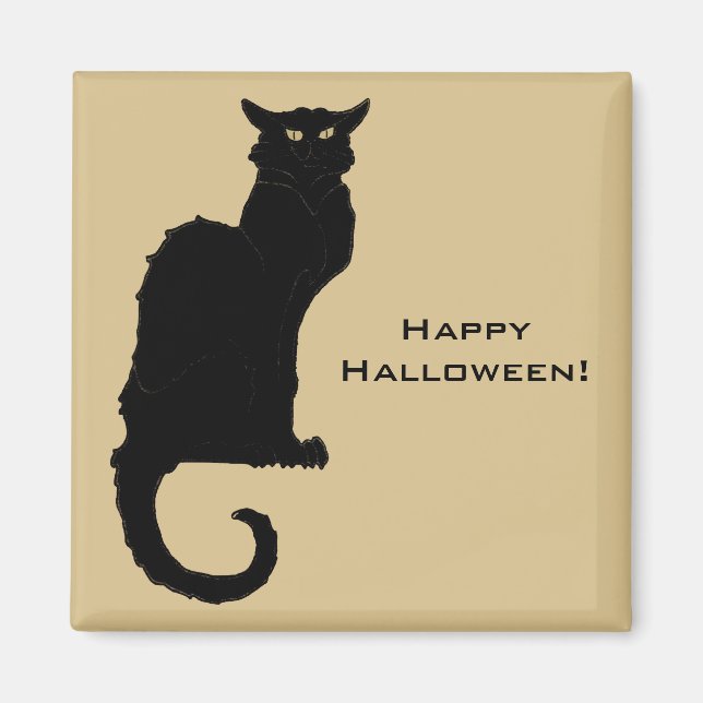 Vintage Halloween, Spooky Art nouveau Black Cat Magnet (Framsidan)