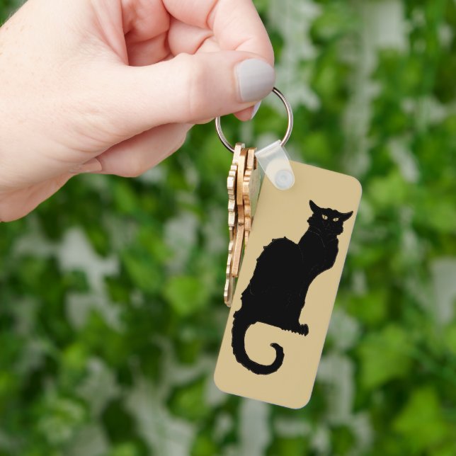 Vintage Halloween, Spooky Art nouveau Black Cat Nyckelring (Hand)