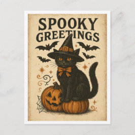 Vintage Halloween Spooky Greetings Vykort