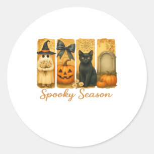 Vintage Halloween Spooky Season, söt spökblommigt Runt Klistermärke