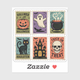 Vintage Halloween Spooky Stamps Sticker Sheet Klistermärken