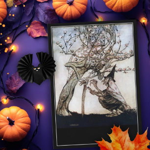 Vintage Halloween Spooky Witch Arthur Rackham Kort