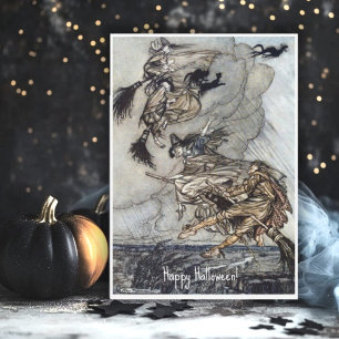Vintage Halloween Spooky Witch Arthur Rackham Kort