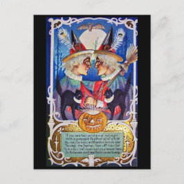 Vintage Halloween Spooky Witches Vykort