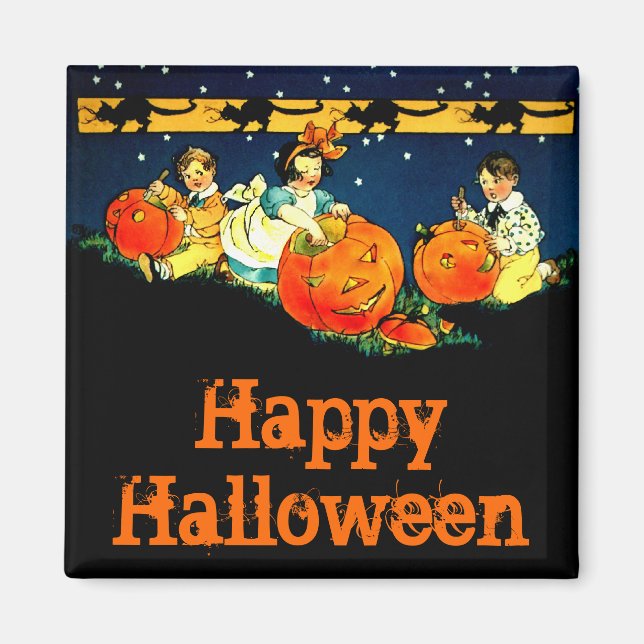 Vintage Halloween Square Magnet (Framsidan)