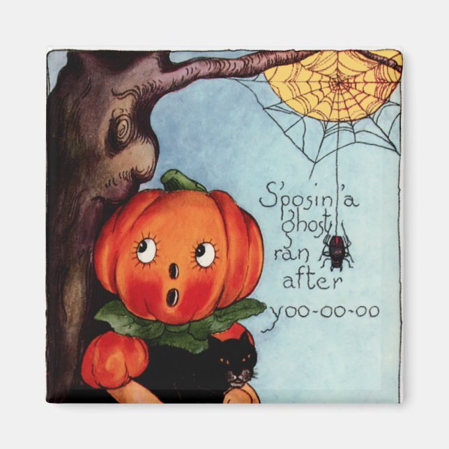 Vintage Halloween Square Magnet (Framsidan)