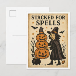 Vintage Halloween staplade för besvärjelser Vykort
