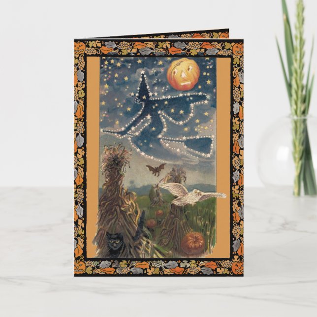 Vintage Halloween Starry Night Card Kort (Framsida)