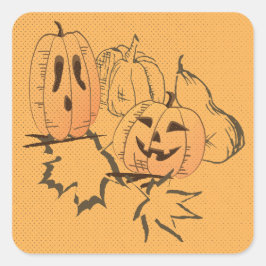 Vintage Halloween Sticker Fyrkantigt Klistermärke
