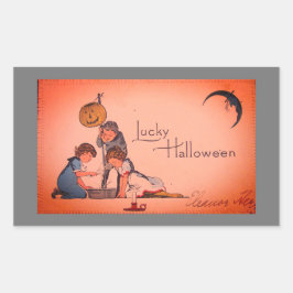 VINTAGE HALLOWEEN STICKER RETANGLE REKTANGULÄRT KLISTERMÄRKE
