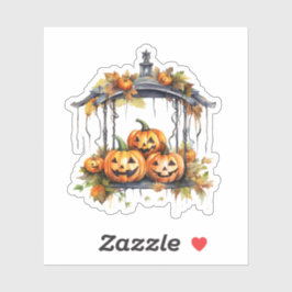 Vintage Halloween Sticker Tre Lycklig Pumpkins Klistermärken