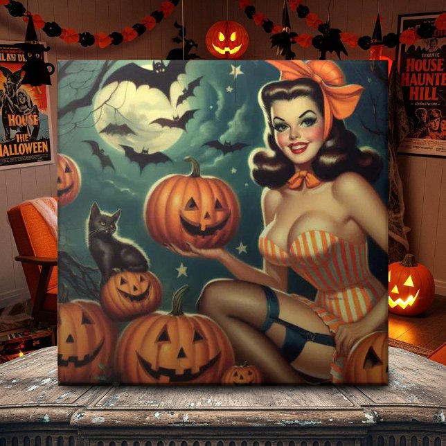 Vintage Halloween-stift upp Kakelplatta (Skapare uppladdad)