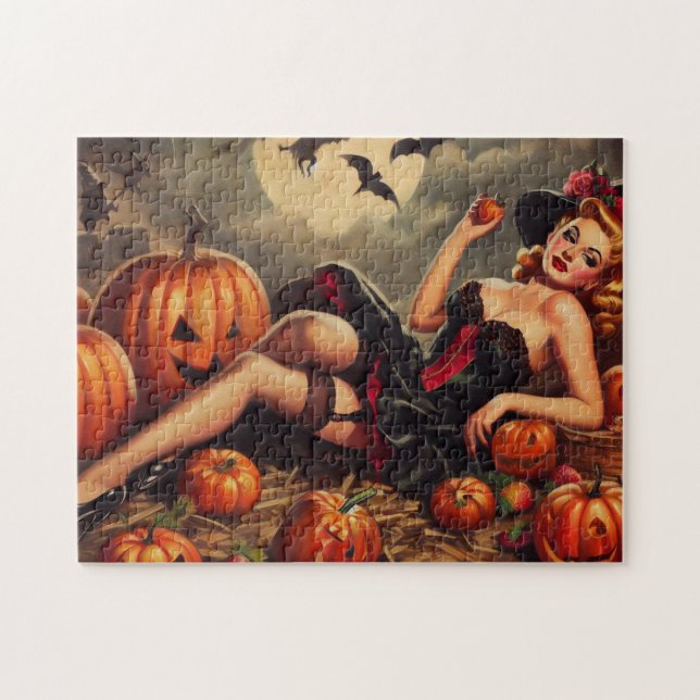Vintage Halloween-stift upp Pussel (Horisontell)